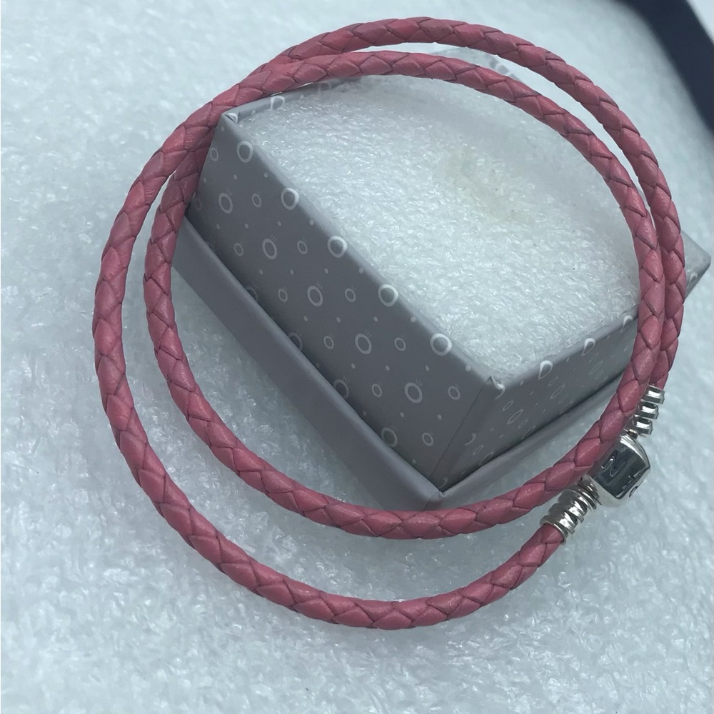 Pandora,” 20CM/7.78 “  Double Pink Braided Leather  Clasp